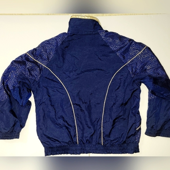 Vintage Cabin Creek Navy Blue and Gold Mock Neck Full Zip windbreaker jacket - Picture 2 of 12